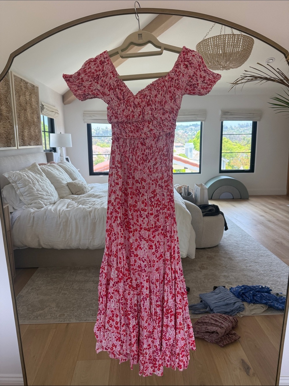 Poupette St. Barth Pink and Red Floral Maxi Dress